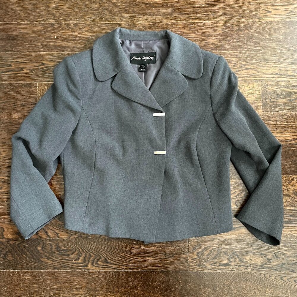 Vintage Sandra Angelozzi Italian Gray Short Blazer Jacket -Sz. 38-US 2